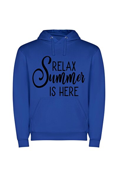 iLovePrints Sunny Serenity: Summer's Here Φούτερ με κουκούλα σε χρώμα Μπλε