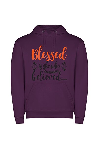 iLovePrints Blissful Delight: Divine Contrast Φούτερ με κουκούλα σε χρώμα Μωβ