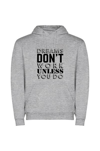 iLovePrints Work for Dream Success Φούτερ με κουκούλα σε χρώμα Γκρι