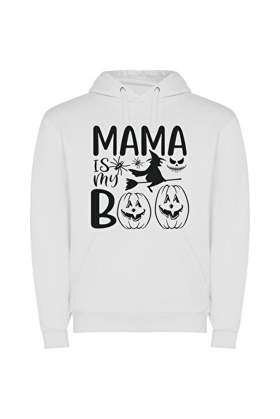 iLovePrints Mama's Boo: Spooktacular Pumpkins! Φούτερ με κουκούλα σε χρώμα Λευκό