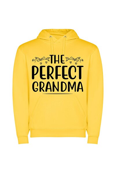 iLovePrints Grandma's Perfect Kerning Φούτερ με κουκούλα σε χρώμα Κίτρινο
