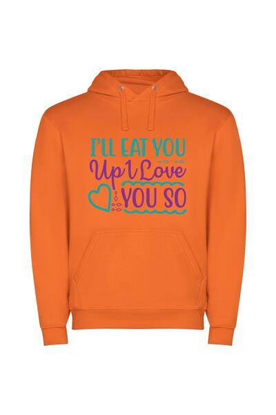 iLovePrints Yummy Love Cuteness Feast Φούτερ με κουκούλα σε χρώμα Πορτοκαλί