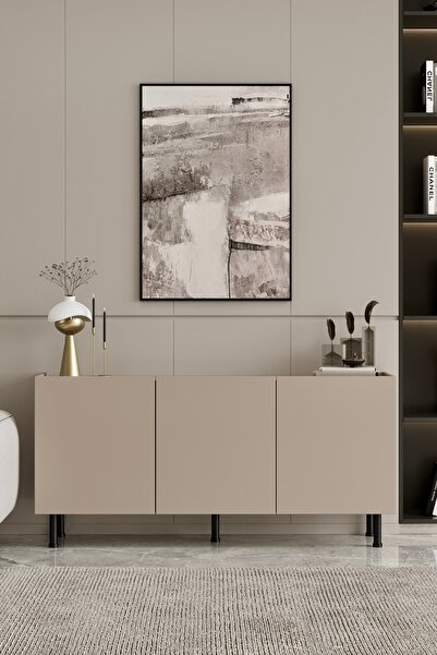 Furnitt Home Hitit Konsol Kumtaşı Bej 175 cm (100% MDF) Metal Ayak