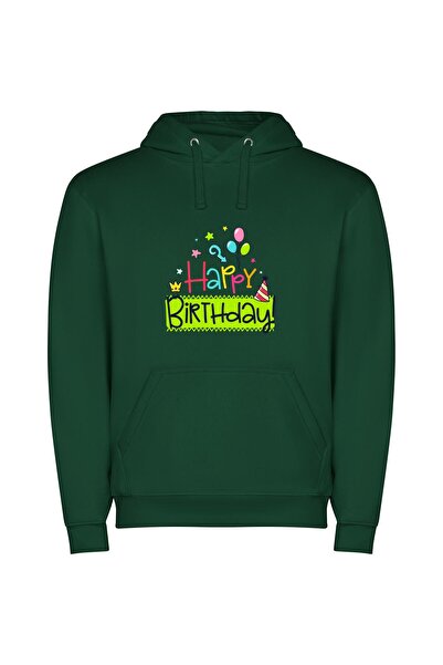 iLovePrints Joyful Balloon Crown Φούτερ με κουκούλα σε χρώμα Πράσινο