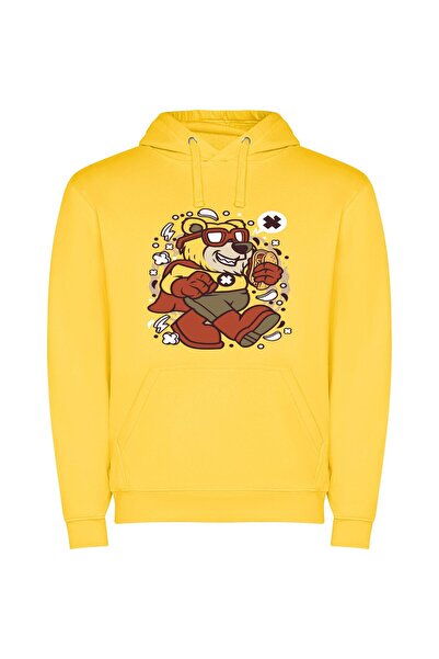 iLovePrints Furry Mascots & Portraits Φούτερ με κουκούλα σε χρώμα Κίτρινο