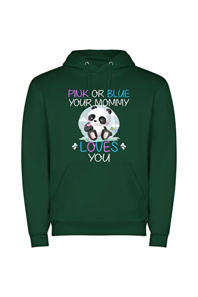iLovePrints Panda Love in Colors Φούτερ με κουκούλα σε χρώμα Πράσινο