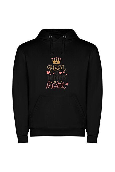 iLovePrints Regal Love: Digital Queen Φούτερ με κουκούλα σε χρώμα Μαύρο