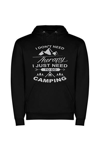 iLovePrints Camping: Healing Mountain Escape Φούτερ με κουκούλα σε χρώμα Μαύρο