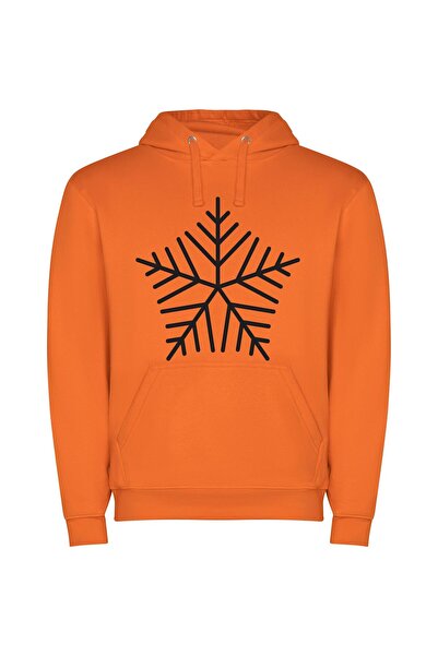 iLovePrints Snowflake Noir Φούτερ με κουκούλα σε χρώμα Πορτοκαλί