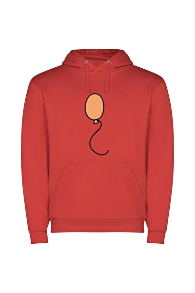 iLovePrints Whimsical Balloon Delight Φούτερ με κουκούλα σε χρώμα Κόκκινο