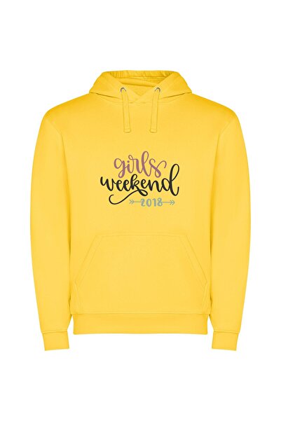 iLovePrints Chic Girls Retreat Φούτερ με κουκούλα σε χρώμα Κίτρινο