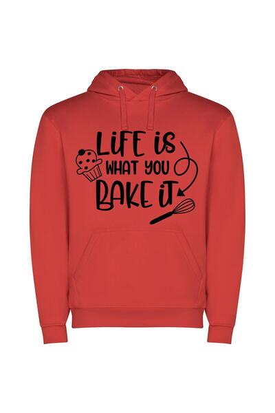 iLovePrints Bake Life Artistry Φούτερ με κουκούλα σε χρώμα Κόκκινο