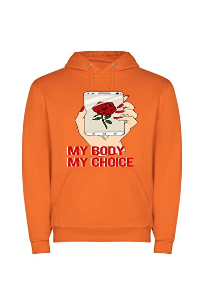 iLovePrints Blossom-Filled Mobile Beauty Φούτερ με κουκούλα σε χρώμα Πορτοκαλί