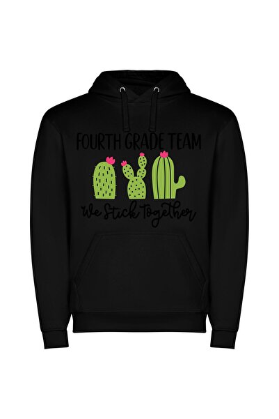 iLovePrints Cacti United: Fourth Grade Φούτερ με κουκούλα σε χρώμα Μαύρο