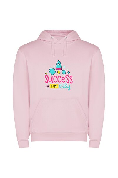 iLovePrints Simplified Success on White Φούτερ με κουκούλα σε χρώμα Ροζ