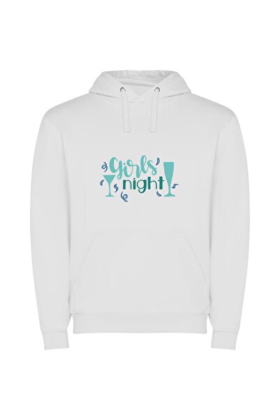 iLovePrints Girls' Wine Night Enchantment Φούτερ με κουκούλα σε χρώμα Λευκό