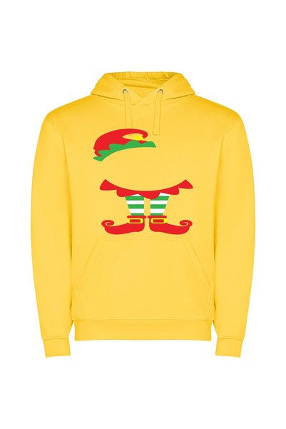 iLovePrints Festive Elves Unite! Φούτερ με κουκούλα σε χρώμα Κίτρινο