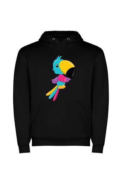 iLovePrints Vivid Feathered Fantasia Φούτερ με κουκούλα σε χρώμα Μαύρο