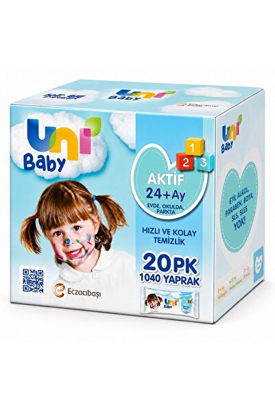 Uni Baby Wet Towel Wipes 52 Sheets Active 20 Piece Set (5Pk*4) 1040 Sheets