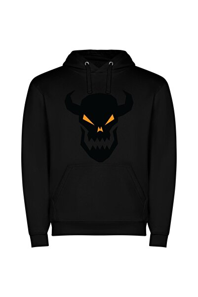 iLovePrints Shadow Horned Monsters Φούτερ με κουκούλα σε χρώμα Μαύρο