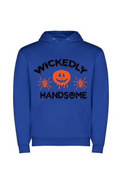 iLovePrints Whacky Jack-o'-Lantern Sign Φούτερ με κουκούλα σε χρώμα Μπλε