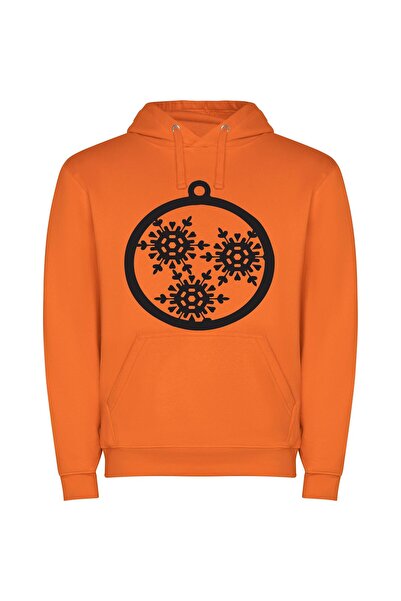 iLovePrints Elegant Snowflake Ornament Φούτερ με κουκούλα σε χρώμα Πορτοκαλί
