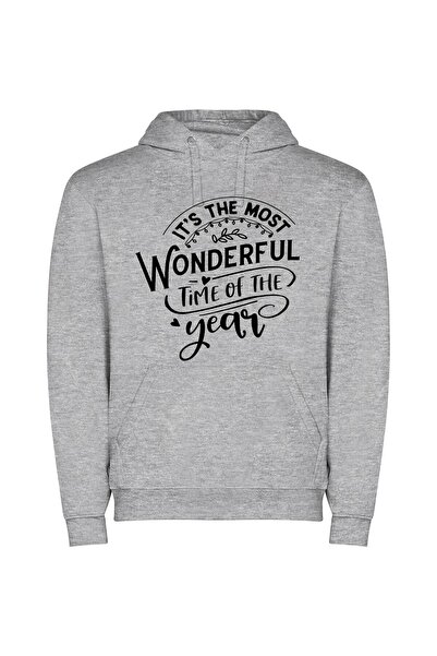 iLovePrints Wonderous Holiday Magic Φούτερ με κουκούλα σε χρώμα Γκρι