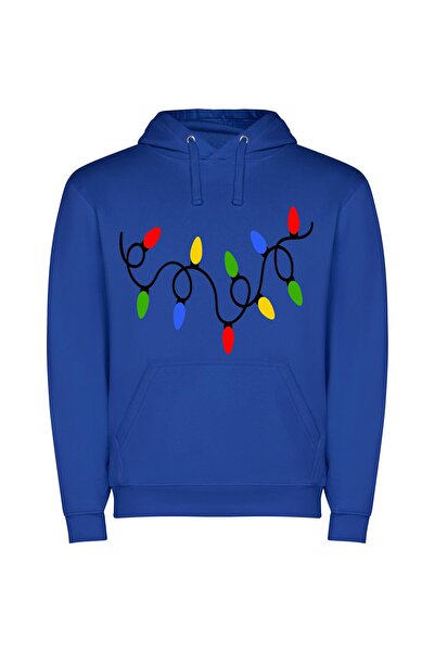 iLovePrints Radiant Festive Lasers Φούτερ με κουκούλα σε χρώμα Μπλε