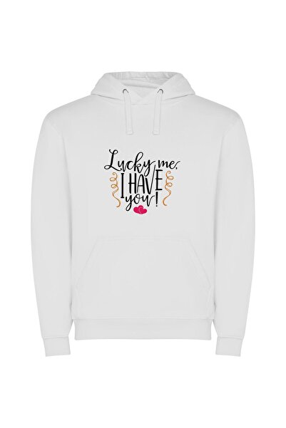 iLovePrints Happy White Background: Cheeky! Yeah! Φούτερ με κουκούλα σε χρώμα...