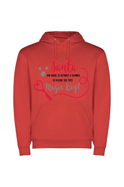 iLovePrints Magic Key for Santa Φούτερ με κουκούλα σε χρώμα Κόκκινο