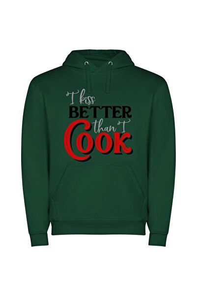 iLovePrints Cooking in Black Love Φούτερ με κουκούλα σε χρώμα Πράσινο