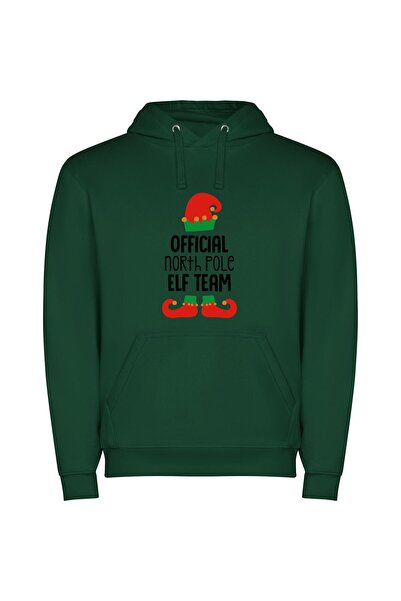 iLovePrints North Pole Elf Crew Φούτερ με κουκούλα σε χρώμα Πράσινο