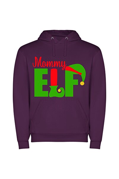 iLovePrints Merry Elf Shuffle Φούτερ με κουκούλα σε χρώμα Μωβ