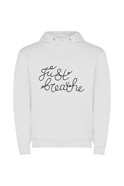 iLovePrints Monochrome Breath of Life Φούτερ με κουκούλα σε χρώμα Λευκό