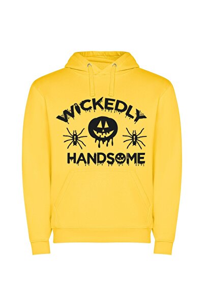 iLovePrints Whacky Jack-O-Lantern Elegance Φούτερ με κουκούλα σε χρώμα Κίτρινο