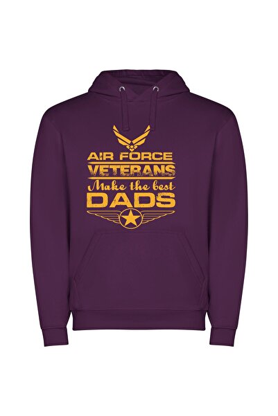iLovePrints Proud Air Force Dads Φούτερ με κουκούλα σε χρώμα Μωβ