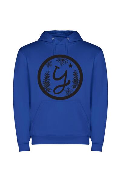 iLovePrints Glamorous Snowflake Emblem Φούτερ με κουκούλα σε χρώμα Μπλε