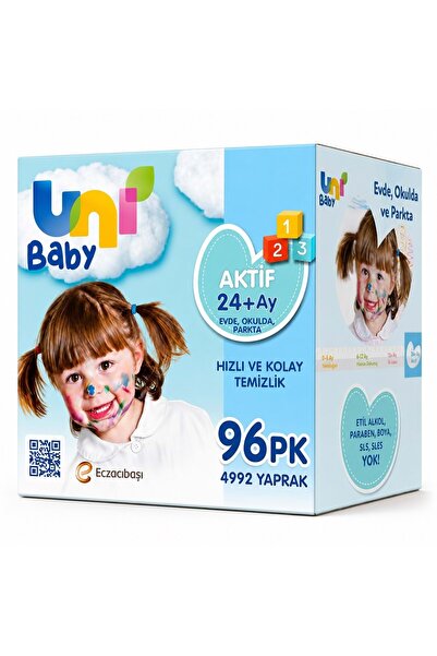 Uni Baby Wet Towel Wipes 52 Sheets Active Set of 96 (24Pk*4) 4992 Sheets