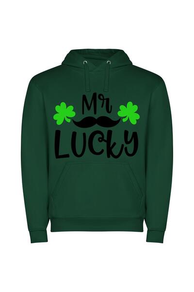 iLovePrints Moustached Shamrock Spectacle Φούτερ με κουκούλα σε χρώμα Πράσινο