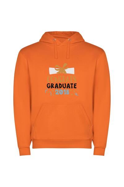 iLovePrints Bow-Topped 2018 Grad Φούτερ με κουκούλα σε χρώμα Πορτοκαλί