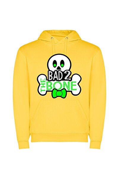 iLovePrints Bow-tied Badass Skull Φούτερ με κουκούλα σε χρώμα Κίτρινο