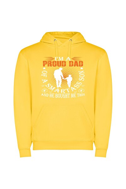 iLovePrints Proud Dad's Visual Proof Φούτερ με κουκούλα σε χρώμα Κίτρινο