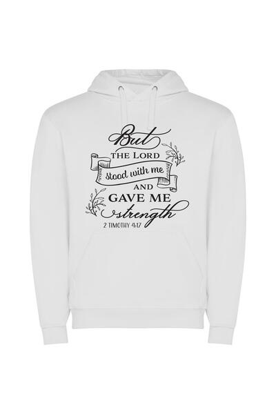 iLovePrints Lords Strength: Weary Inspired Φούτερ με κουκούλα σε χρώμα Λευκό