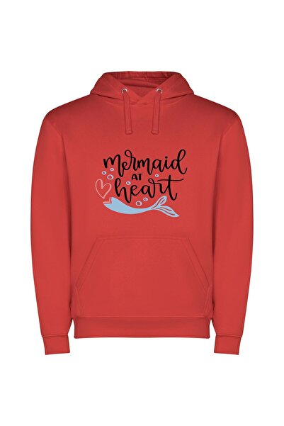 iLovePrints Enchanting Mermaid Magic Φούτερ με κουκούλα σε χρώμα Κόκκινο