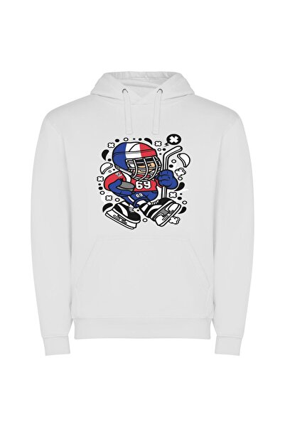 iLovePrints Mascot Marvel: Sports Icon Φούτερ με κουκούλα σε χρώμα Λευκό