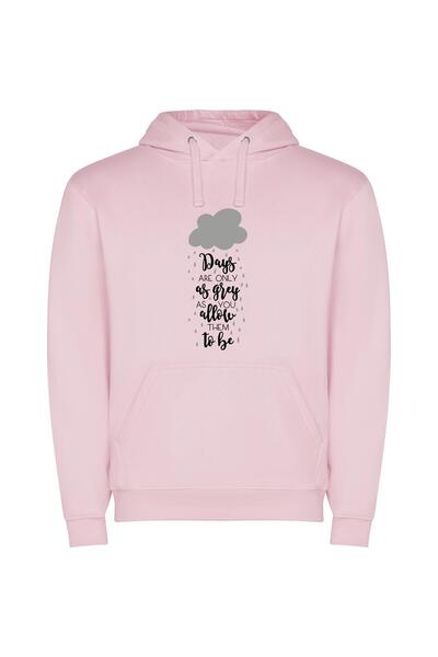 iLovePrints Shades of Gray Skies Φούτερ με κουκούλα σε χρώμα Ροζ