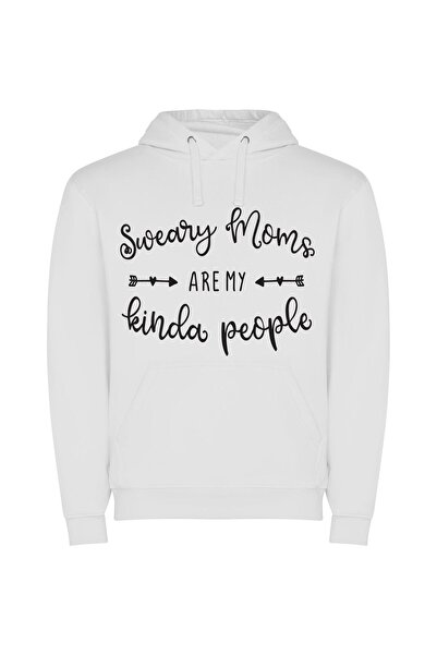 iLovePrints Mood Masters: Apologetic Mothers Φούτερ με κουκούλα σε χρώμα Λευκό