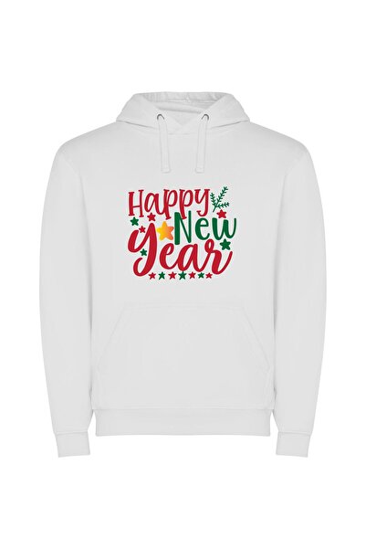 iLovePrints Festive New Year Delights Φούτερ με κουκούλα σε χρώμα Λευκό