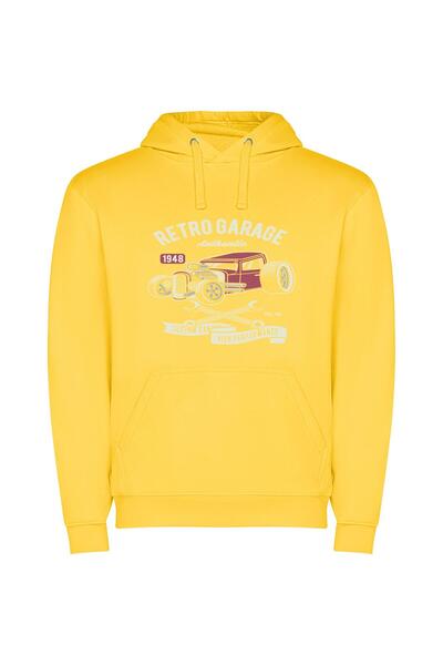 iLovePrints Retro Hotrod Number One Φούτερ με κουκούλα σε χρώμα Κίτρινο