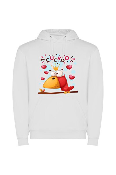 iLovePrints Cocky Cardinal Crowned Φούτερ με κουκούλα σε χρώμα Λευκό